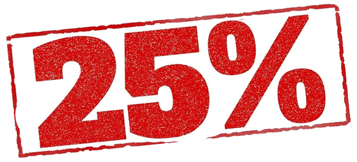 Скидка 25% от цены сайта