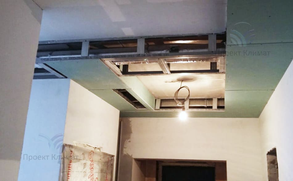 Прокладка воздуховодов под потолком в квартире
